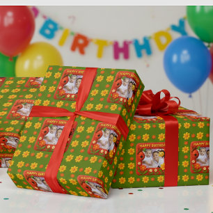 Cute Ladybug Birthday Photo Customizable  Wrapping Paper Sheets