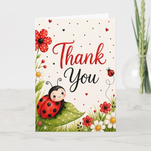 Cute Ladybug Birthday Thank You Card