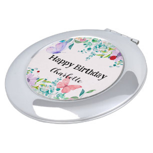 Cute Ladybug Butterfly colorful flower Birthday Compact Mirror