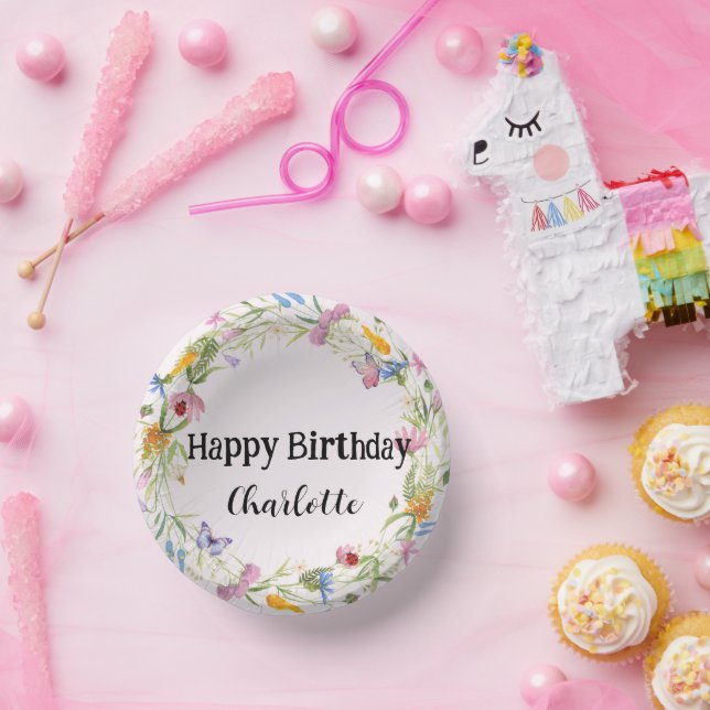 Cute Ladybug Butterfly Daisy floral Rustic Pattern Paper Bowls (Party)