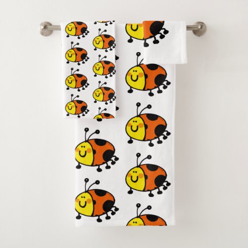 Cute Ladybug Cartoon  Bath Towel Set
