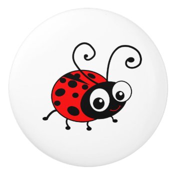 Cute Ladybug Cartoon Ceramic Knob by inspirationzstore at Zazzle