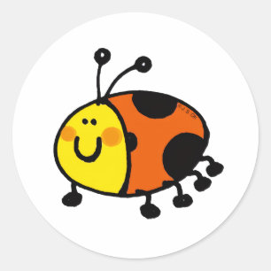 Cute Ladybug Cartoon for Kids and Nature Lovers Classic Round Sticker