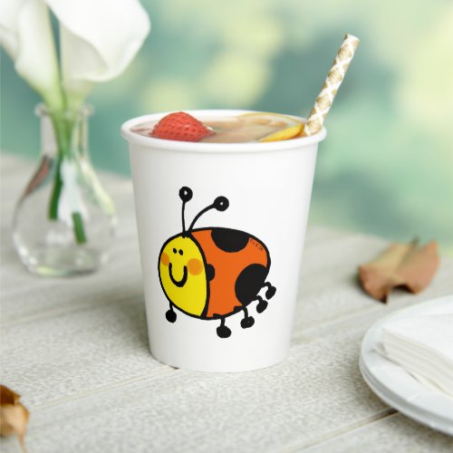 Cute Ladybug Cartoon for Kids and Nature Lovers Paper Cups
