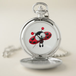 Cute ladybug cartoon pocket watch
