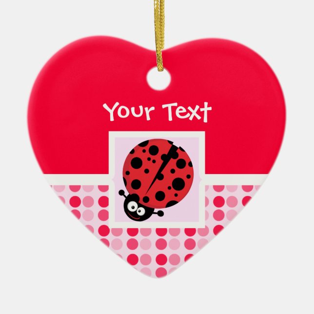Cute Ladybug Ceramic Ornament (Front)