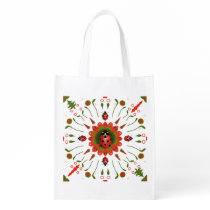Cute Ladybug Christmas Red White Green EcoFriendly Grocery Bag