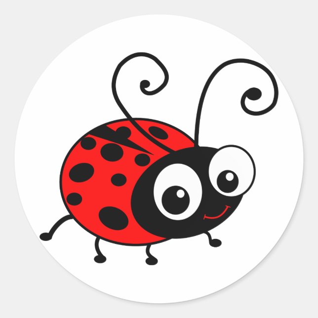 Cute Ladybug Classic Round Sticker (Front)