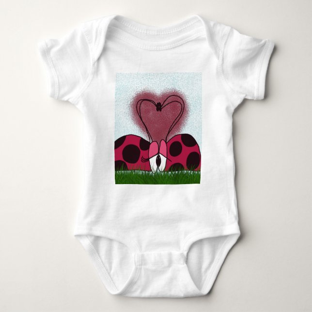 Cute Ladybug Couple  Baby Bodysuit (Front)