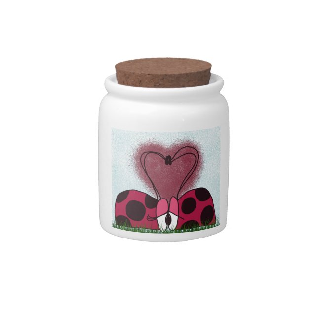 Cute Ladybug Couple  Candy Jar (Front)
