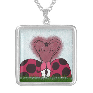 Cute Ladybug Couple Silver Plated Necklace