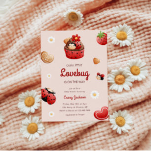 Cute Ladybug Cupcake Flowers Baby Shower Invitation