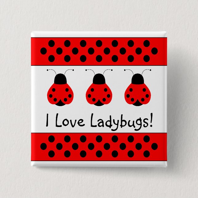 Cute Ladybug Customizable Button (Front)