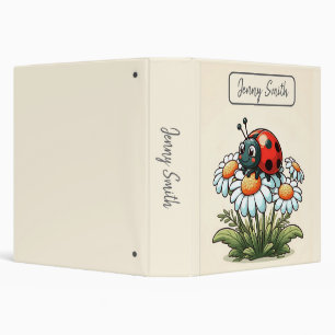 Cute Ladybug Daisies 3 Ring Binder