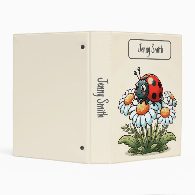 Cute Ladybug Daisies Mini Binder (Background)