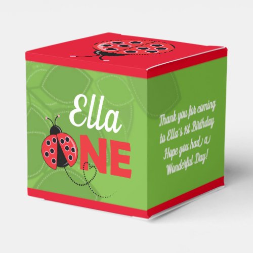 Cute Ladybug Design 1st birthday favor box 2 x 2