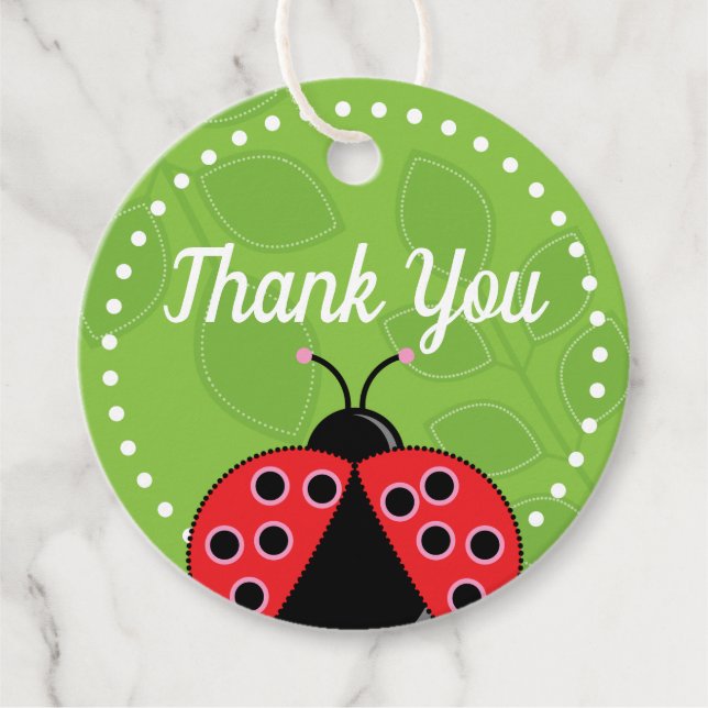 Cute Ladybug Design Favor Tag (Front)