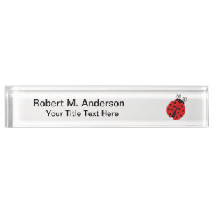 Cute Ladybug Drawing Desk Name Plate