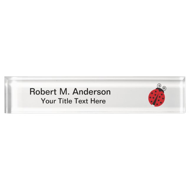 Cute Ladybug Drawing Desk Name Plate (Front)