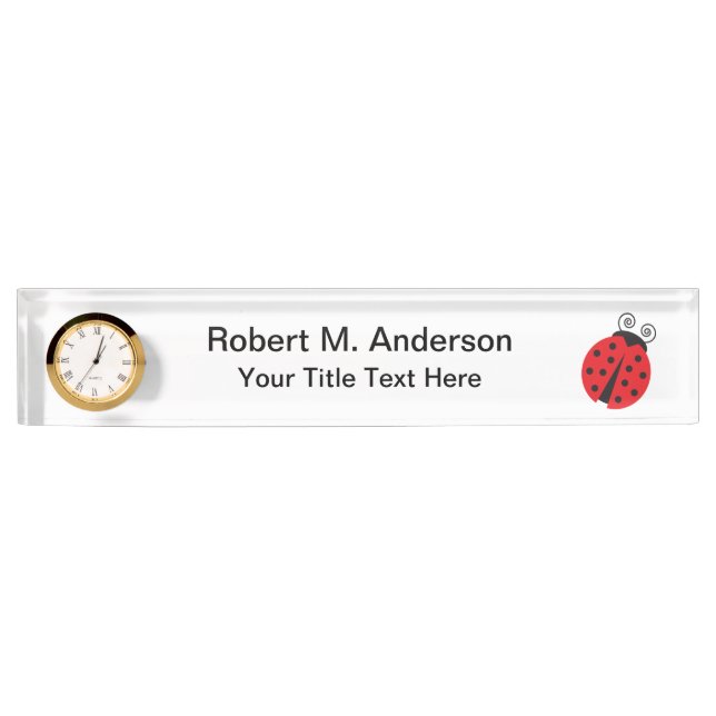Cute Ladybug Drawing Name Plate (Front)