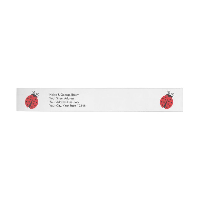Cute Ladybug Drawing Wrap Around Address Label (Individual)