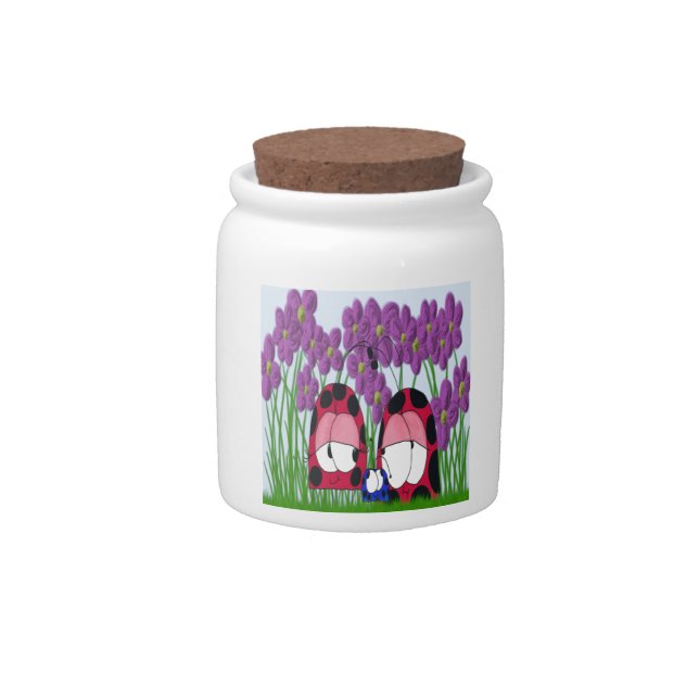 Cute Ladybug Family Illustration Candy Jar (Front)