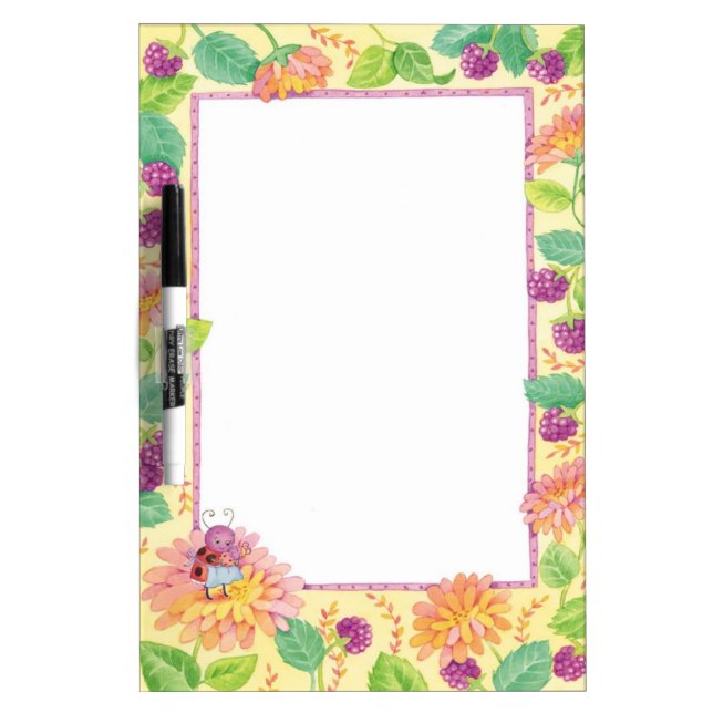 Cute ladybug floral design dry erase board (Front)
