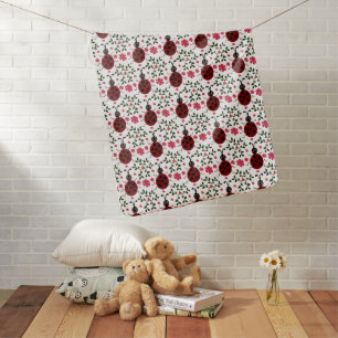 Cute Ladybug Floral Seamless Pattern Baby Blanket