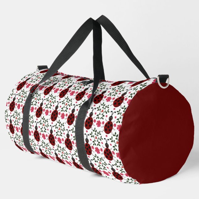 Cute Ladybug Floral Seamless Pattern   Duffle Bag (Left Corner)