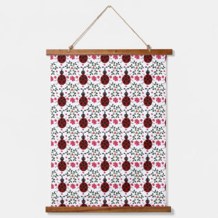 Cute Ladybug Floral Seamless Pattern Hanging Tapestry