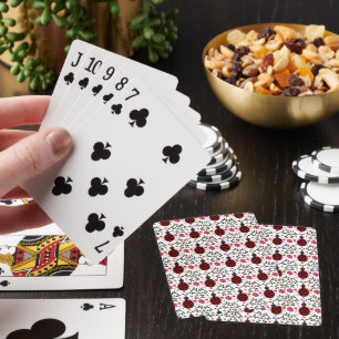 Cute Ladybug Floral Seamless Pattern Poker Cards