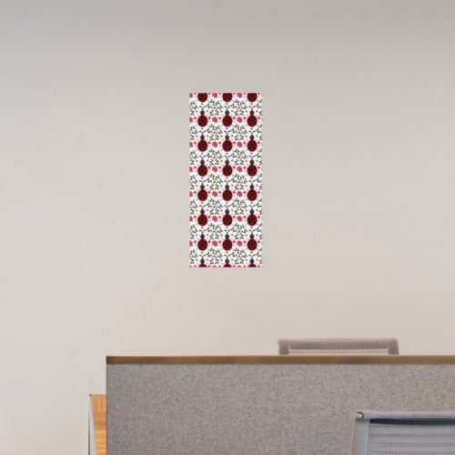 Cute Ladybug Floral Seamless Pattern Wall Decal