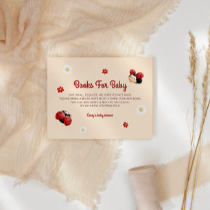 Cute Ladybug Flowers Baby Shower Books For Baby Enclosure Card
