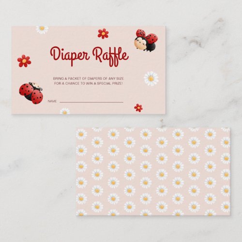 Cute Ladybug Flowers Baby Shower Diaper Raffle Enclosure Card