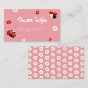 Cute Ladybug Flowers Baby Shower Diaper Raffle Enclosure Card