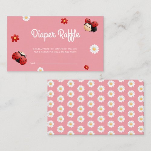 Cute Ladybug Flowers Baby Shower Diaper Raffle Enclosure Card