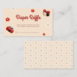 Cute Ladybug Flowers Baby Shower Diaper Raffle Enclosure Card