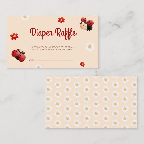 Cute Ladybug Flowers Baby Shower Diaper Raffle Enclosure Card