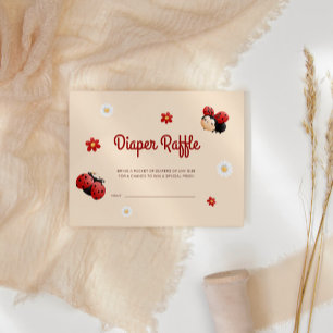 Cute Ladybug Flowers Baby Shower Diaper Raffle Enclosure Card