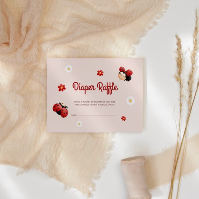 Cute Ladybug Flowers Baby Shower Diaper Raffle Enclosure Card (Creator Uploaded)