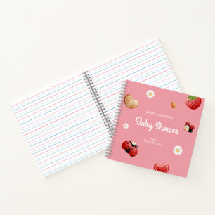Cute Ladybug Flowers Baby Shower Guest Book