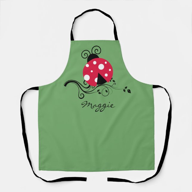 Cute Ladybug Garden Kitchen Apron (Front)