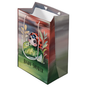 Cute Ladybug Girl Baby Shower  Medium Gift Bag