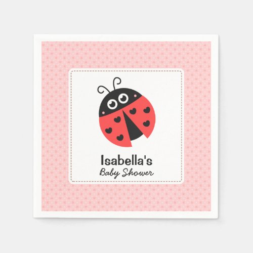 Cute Ladybug Girl Baby Shower Party Supplies Paper Napkins