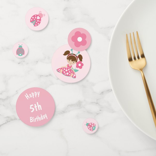 Cute Ladybug Girl Birthday Confetti (Group)