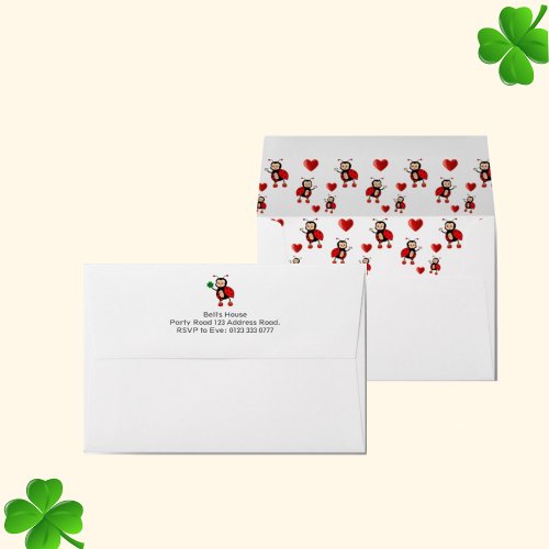 Cute Ladybug Girl Birthday Party Envelope