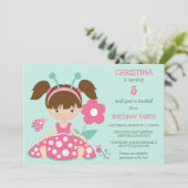 Cute Ladybug Girls Birthday Party Invitation (Standing Front)