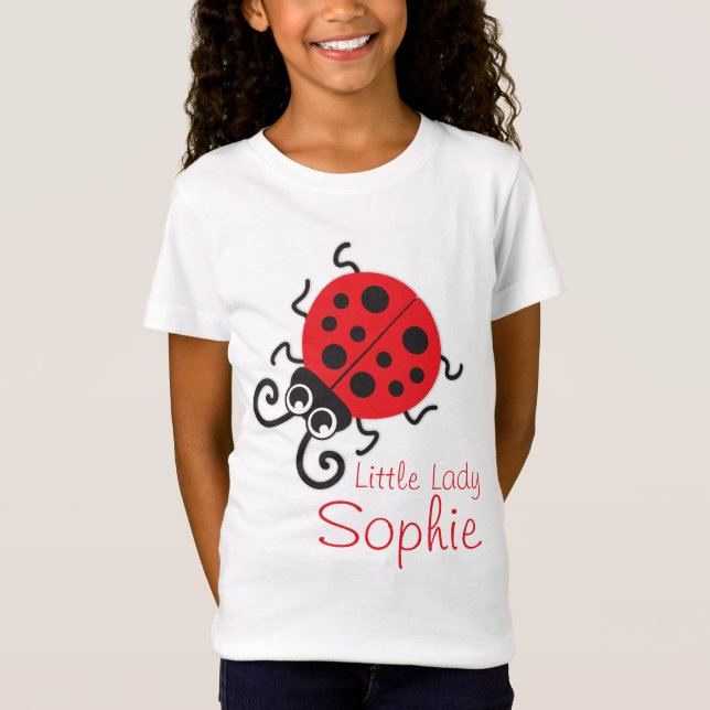 Cute ladybug girls name red white t-shirt (Front)