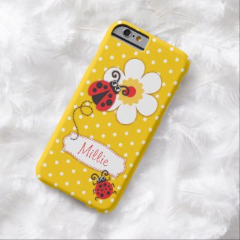 Cute Ladybug Girls Name Yellow Iphone 6 Case by Mylittleeden at Zazzle