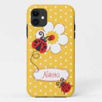 Cute ladybug girls name yellow red iphone 5 case